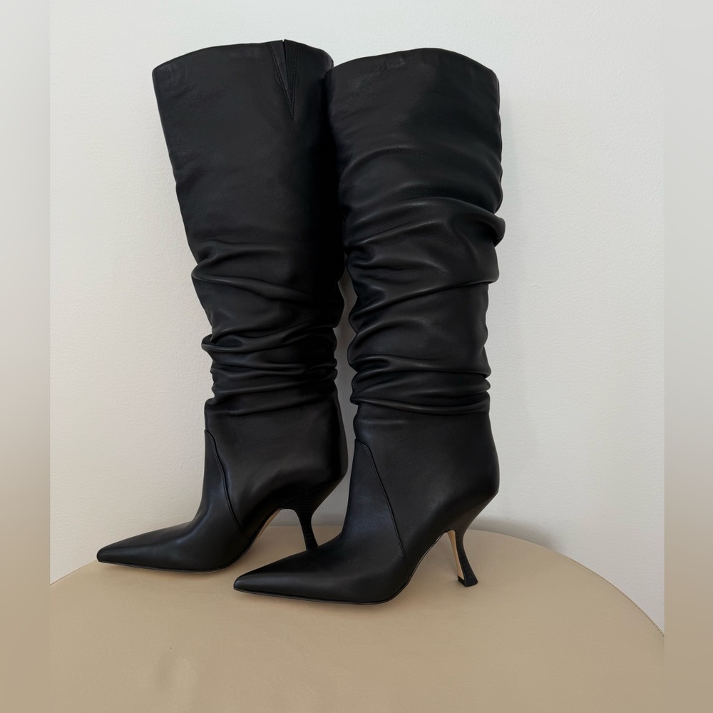 Michael Kors Black Slouchy Boots Pointed Toe Stiletto Heel Women’s Size 5.5M - Picture 3 of 6